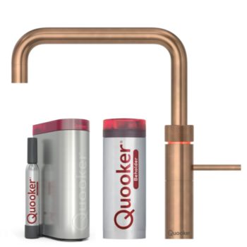 QUOOKER FUSION SQUARE BRUNERET MESSING 5I1, INKL COMBI BEHOLDER & CUBE KØLER
